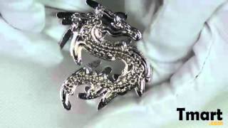 $3.29 Luxury Shining Crystal Metal Alloy Dragon Style Car Decorative Stickers Silver-12002545