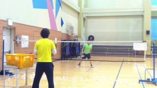 Badminton lesson 20150323(MON) - smash / one jump round swing 2