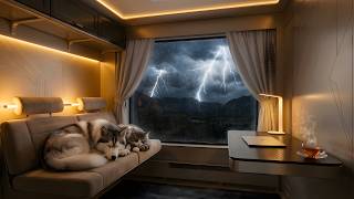 8 Hours Cozy Train Ride • Rainy Night Thunderstorm | Relaxing Rain Sounds for Coding & Deep Sleep