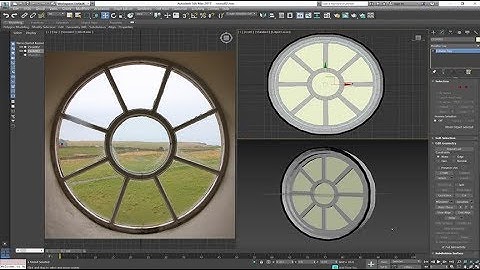 Autodesk 3ds Max  modeling round window; shell modifier /planes and polygons
