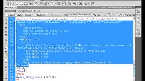 Tutoriales.com.do - Creando un foro en Dreamweaver con PHP y MySQL [parte 9]