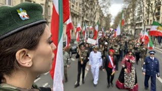 ایرانیان فرانسه در سالگرد رفراندوم ۱۲ فروردین علیه جمهوری اسلامی راهپیمایی کردند • ار.اف.ای