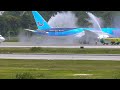 Boeing 787 dream liner sprayed down by fire trucks at Montego bay ( Mbj)