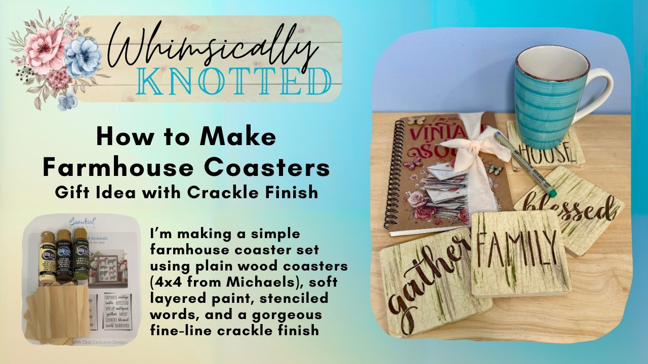 How to Make Farmhouse Coasters | Gift Idea with Crackle Finish