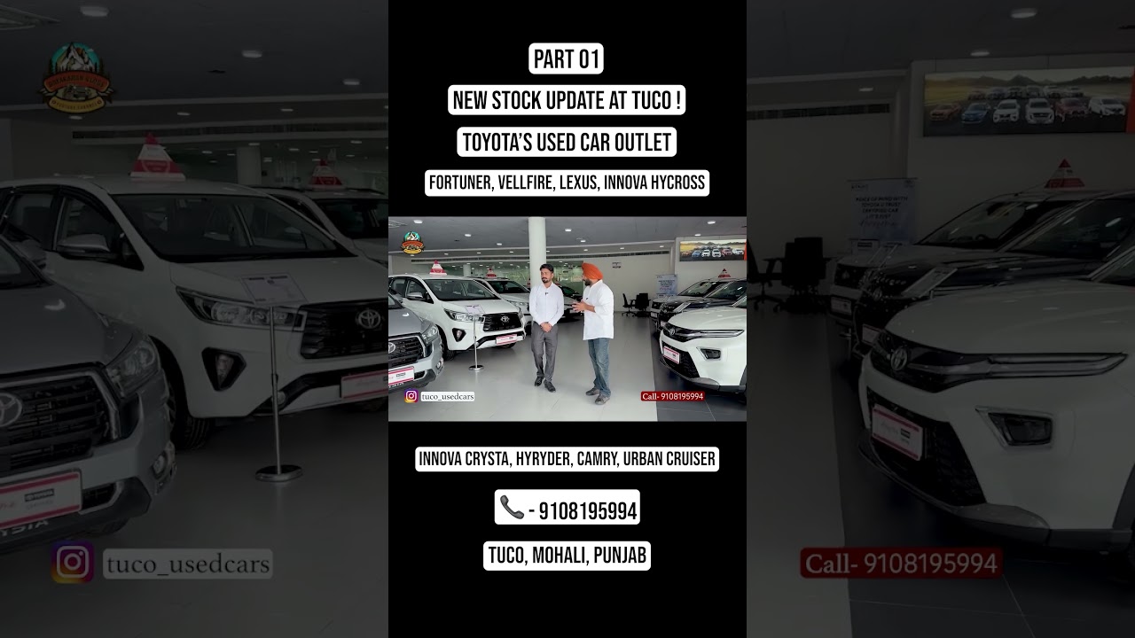 ⁣Part 01| New Stock Update At Tuco | Fortuner, Vellfire, Innova Hycross, Crysta & All At TUCO, Mohali