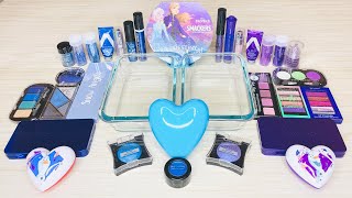 Frozen Blue vs Purple - Mixing Makeup Eyeshadow into Clear Slime - Slime Coloring - ASMR Slime screenshot 3