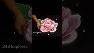 Simple Rose flower kolam 5x3 dots #s4sexplores #dailykolam #colourfulkolam #simpleflowerkolam