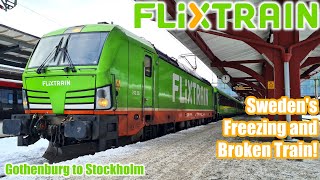 LOWCOST FlixTrain! Sweden's FREEZING and BROKEN train!