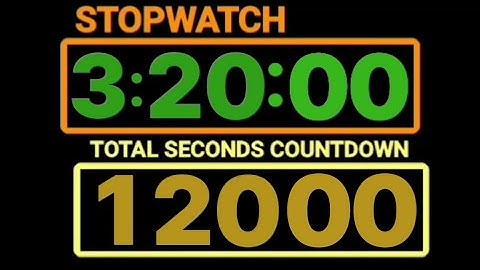 03:20 Hours Stopwatch with total 12,000 Seconds Countdown - Remix BBC Countdown 2023 Version 2