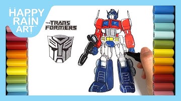 How to color Transformers Optimus Prime | Learn Colors for kids | Coloring Pages for Children