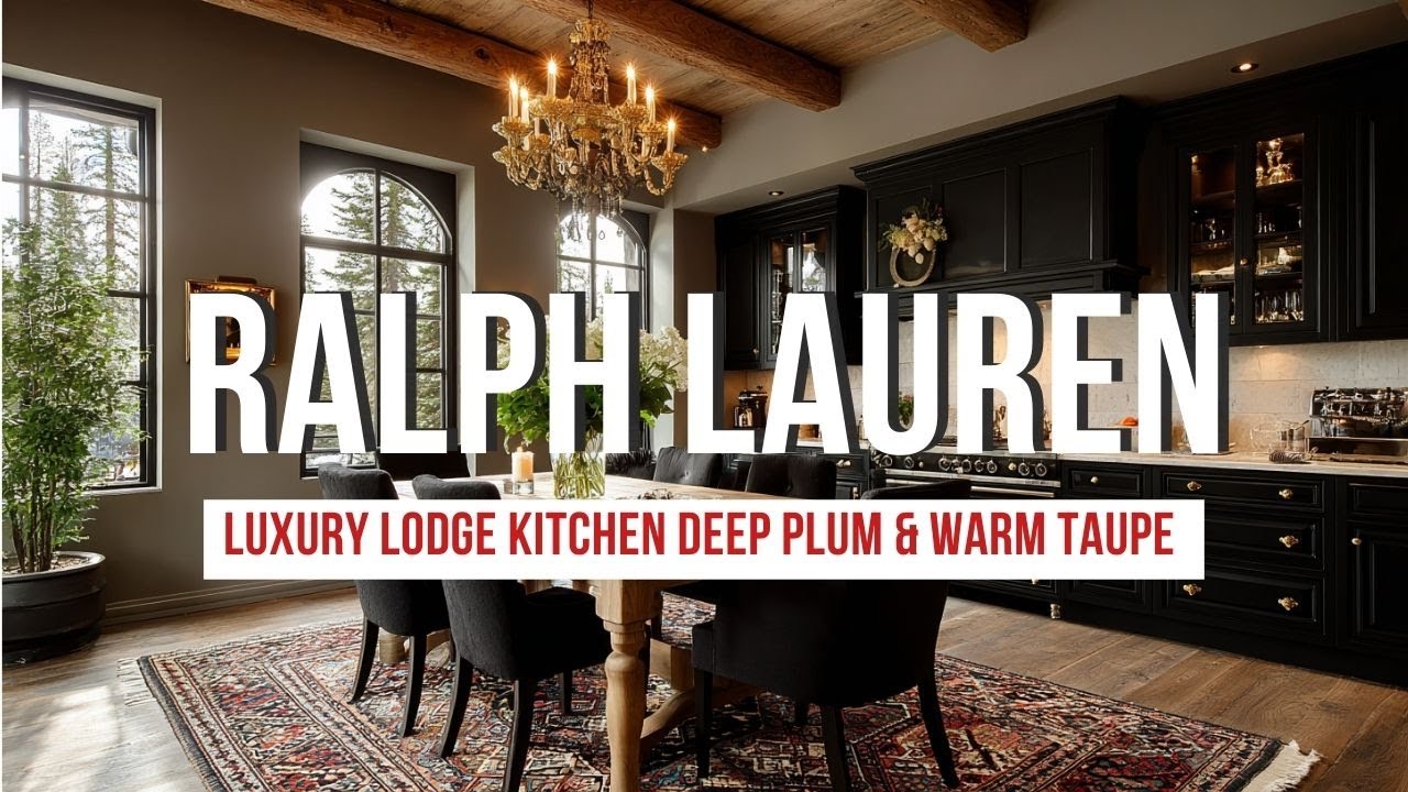 Luxury Lodge Kitchen by Ralph Lauren Deep Plum, Warm Taupe & Antique Gold Touch