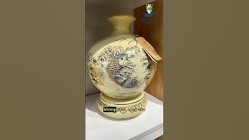 Bình hút lộc cá chép hoa sen vẽ vàng 24k gốm Chu Đậu #homedecor  #gomchudau #gomchudauhaiduong