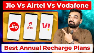 Jio Vs Airtel Vs Vodafone :- Best Annual Recharge Plans #telecomnews #jio #airtel #vodafone #vi
