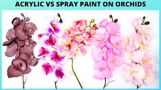HOW TO PAINT ARTIFICIAL FLOWERS, SPRAY PAINT VS ACRYLIC PAINT ON FAKE FLOWERS || DIY HOME DECOR