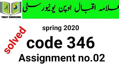 solved Assignment spring 2020 || solved Assignment code 346 Assignment no.02