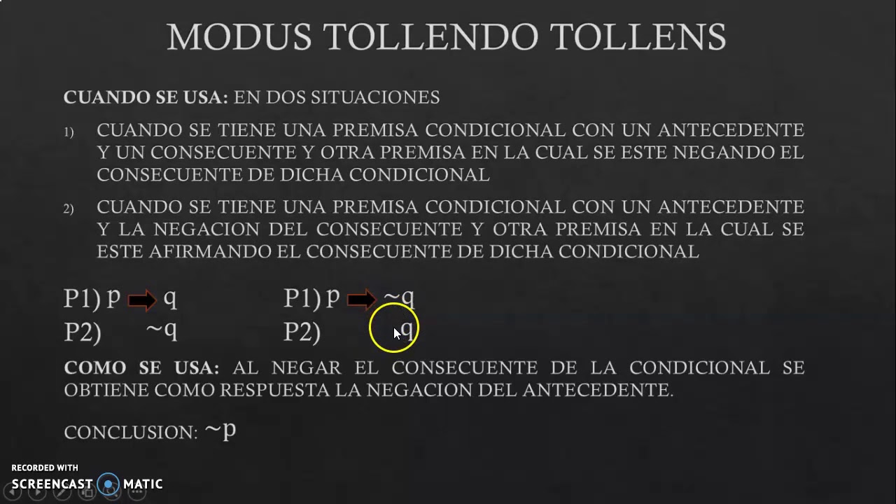 REGLAS DE INFERENCIA LOGICA MODUS TOLLENDO TOLLENS YouTube