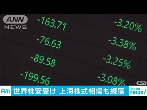 上海株式相場も続落　2週間ぶりの安値　(20/03/13)