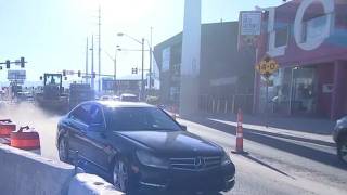 Single-lane traffic, blocked Las Vegas Arts District storefronts push some owners to breaking poi...