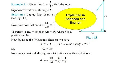 Given tan A, find other trigonometric ratios | Trigonometry | Example 1 | Karnataka 10th maths