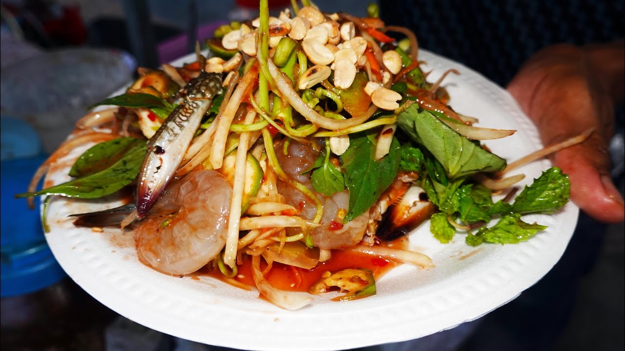 Street Food Ta Khamo Riverside, Popular Papaya Salads, Cambodian Street Foods YouTube