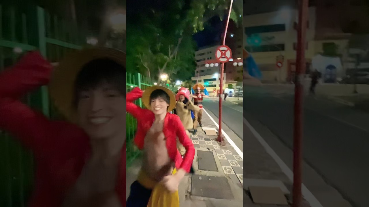 Luffy, Zoro, Nami, Usopp, Chopper, Robin, Buggy e Law - cosplays na Liberdade-SP