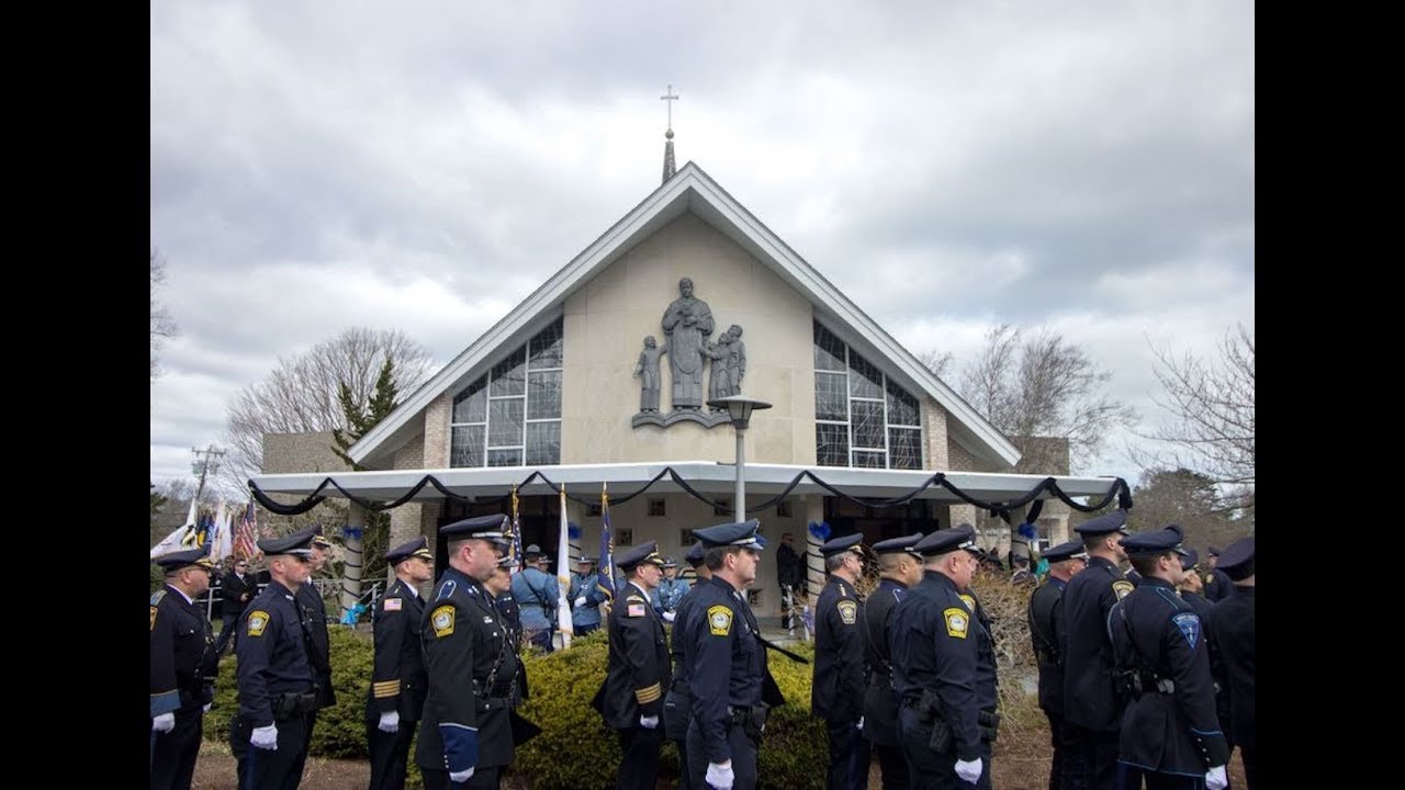 Boston Police Gaelic Column of Pipes and Drums plays as funeral begins for fallen officer Sgt  Sean
