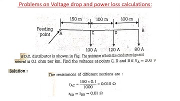JNTUK R16 IV EEE II SEM SUBJECT EDS,UNIT 3 LECTURE NO 17,TOPIC PROBLEMS ON VOLTAGE DROP AND POWER LO