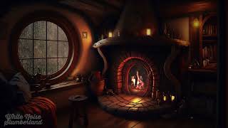 A Rainy Night in Hobbiton - Cozy Hobbit Room with Crackling Fireplace and Rain Sounds ASMR