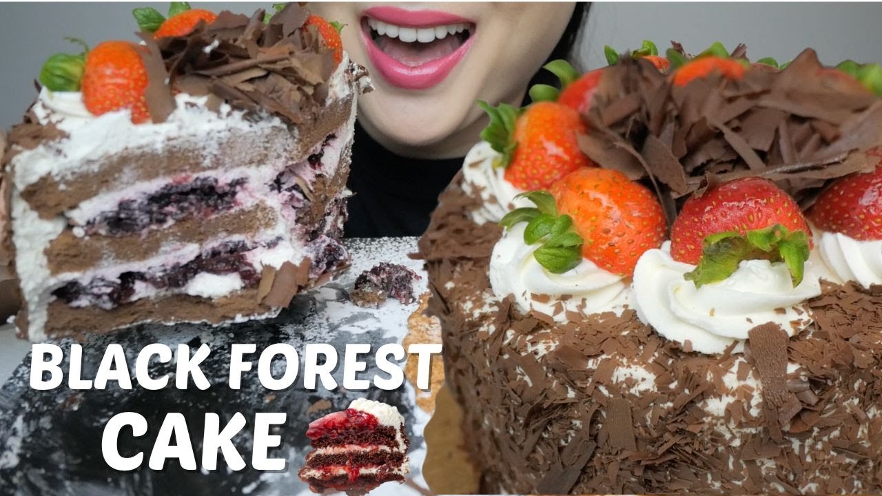 BLACK FOREST Cake 🍰 *ASMR Soft Relaxing  NO Talking Food Sounds | N.E Let's Eat