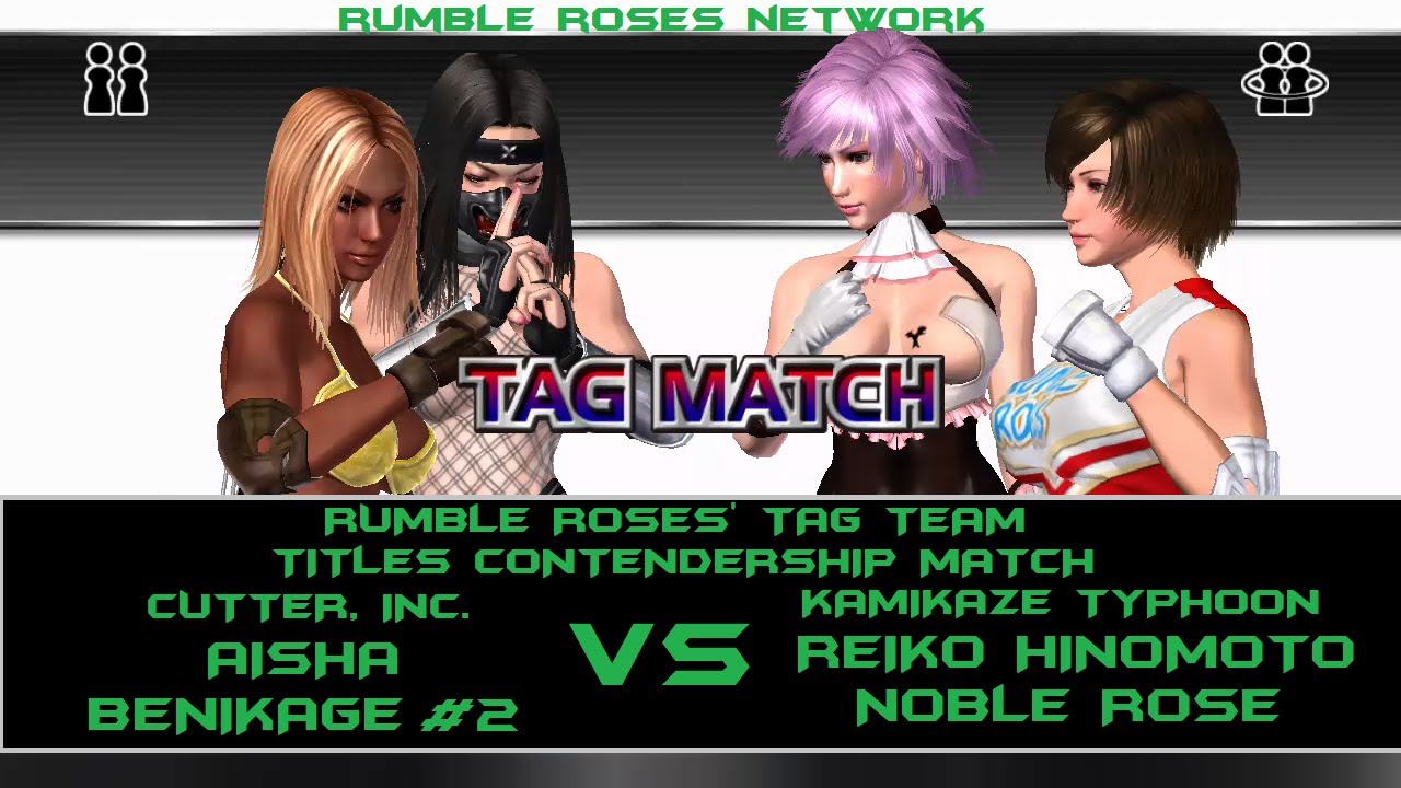 RUMBLE ROSES XX (XBOX 360/ONE) TAG TEAM TITLES' CONTENDERSHIP MATCH Kamikaze Typhoon vs Cutter
