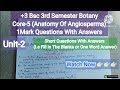 +3 Bsc 3rd Sem Botany Core-5 1 Mark Question (Fill In The Blanks/One Word) With Answers | Unit-2 |