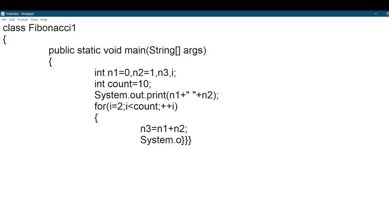 Fibonacci series in JAVA - YouTube