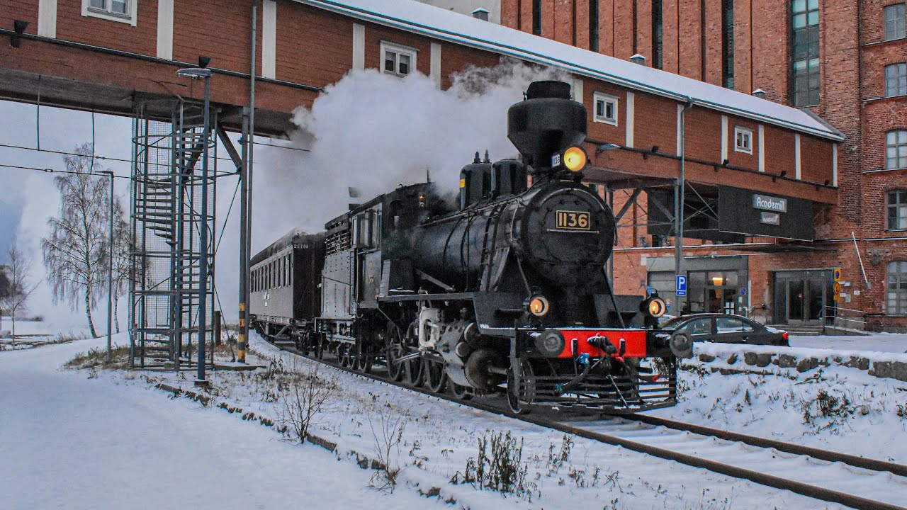 Höyryveturi Tk3 Pikku-Jumbo 1136 Vaasassa 10.12.2022