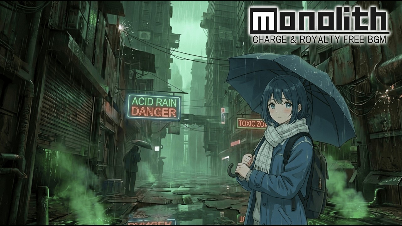 【1時間耐久】サイバーパンクなスラム街の酸性雨とネオンノイズ｜作業用BGM・睡眠用ASMR・環境音【Cyberpunk Dystopia Ambience】