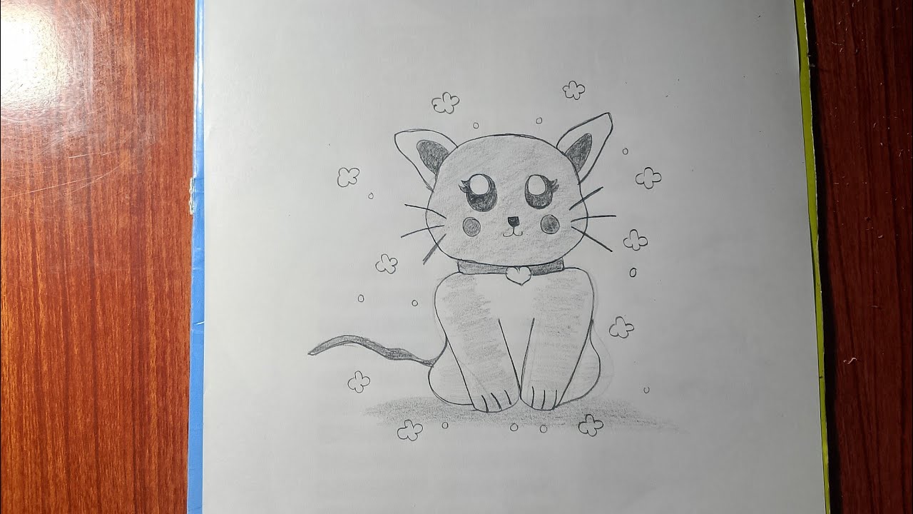 How to draw beautiful cat  - step by step pencil drawing.