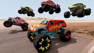 Freestyle and Mud Battle BeamNG Epic High Speed Jumps Racing with Monster Jam