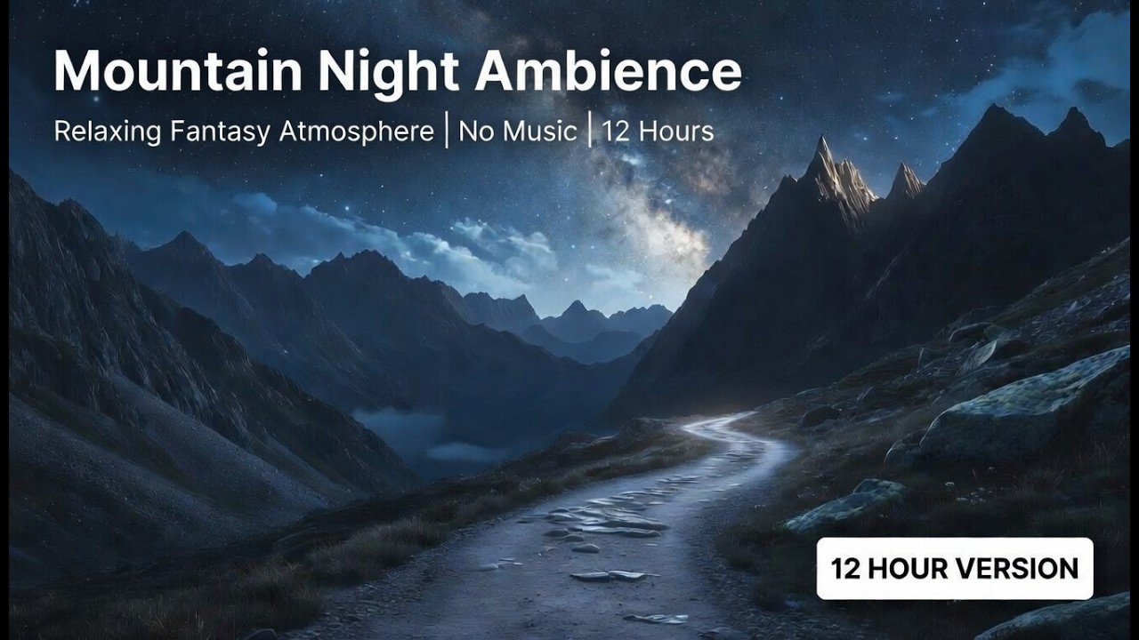 Mountain Pass at Night 🏔️⭐ | 12 Hours Fantasy Ambience