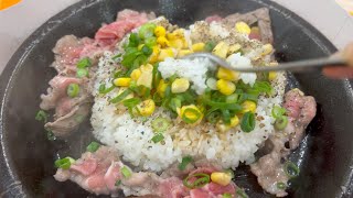 Japanese food vlog - Fried garlic beef rice in saitama,Japan