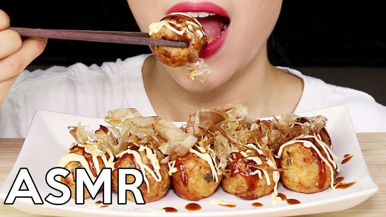 ASMR TAKOYAKI (Octopus Cake) No Talking Eating Sounds 타코야키 리얼사운드 먹방