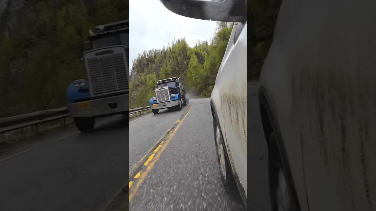 Gloomy mountain pass road 