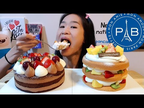 EATING CAKES! Crunchy Chocolate Cake & Creamy Yogurt Pancakes - Sweet Mukbang w/ Asmr Eating Sounds
