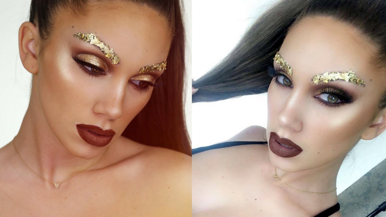 High Fashion Editorial GOLDEN foiled paper Makeup | Julia Dantas