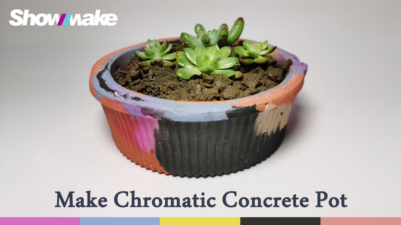 DIY Chromatic Concrete Flower Pot Mixed color cement Concrete
