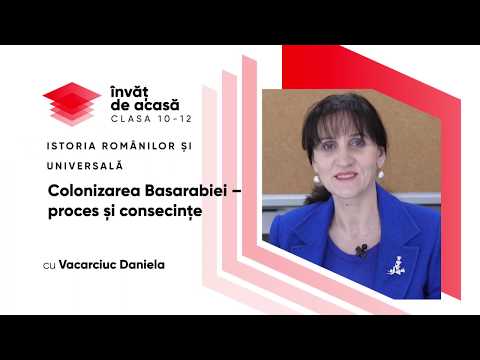Istoria românilor și universală; cl. a XI-a, "Colonizarea Basarabiei–proces și consecințe"