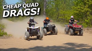 Cheap Quad Challenge! Blown engines, drag racing, braking!