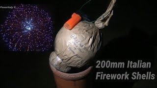 2× 200mm Italy FIREWORK Shells - Crisantemo Viola/Blu + Centro Blink | 8Inch KUGELBOMBEN + Whistles