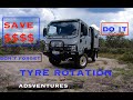 Tyre rotation isuzu nps 4x4 atw all terrain warriors tyre rotation big wheels truck maintenance