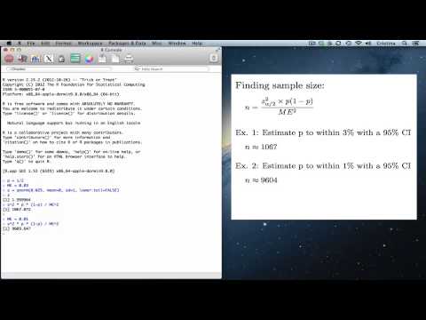 R Tutorial For 4 3 Sample Size For Estimating A Proportion Youtube