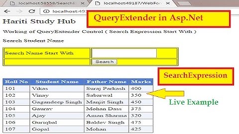 Use SearchExpression ( StartWith ) Using QueryExtender in Asp.Net | Hindi