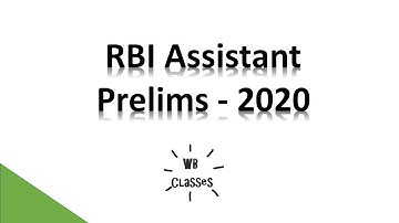 RBI Assistant Prelims - 2020 - Live Session